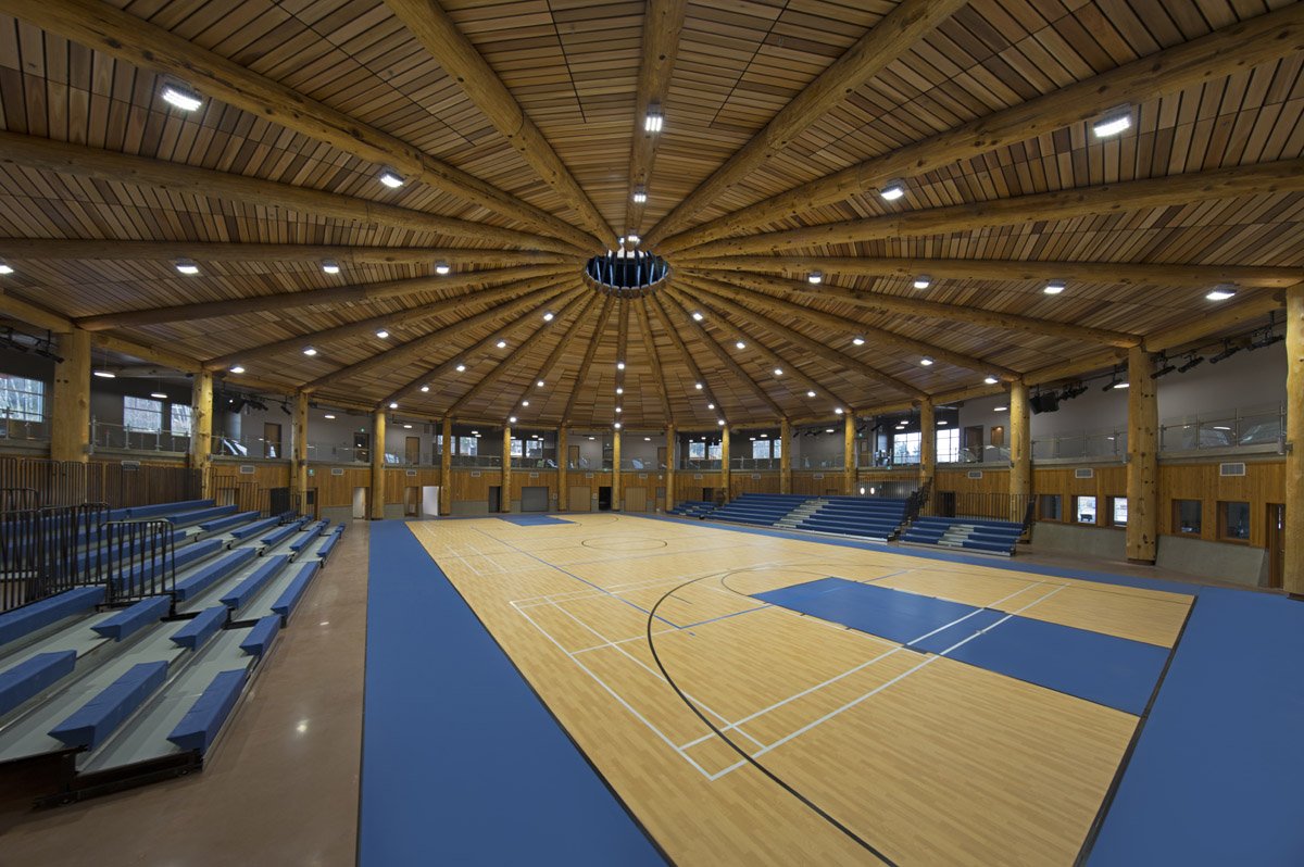 Encan Construction Splatsin Centre 2 interior ball court Encan Construction Splatsin Centre 2 interior ball court